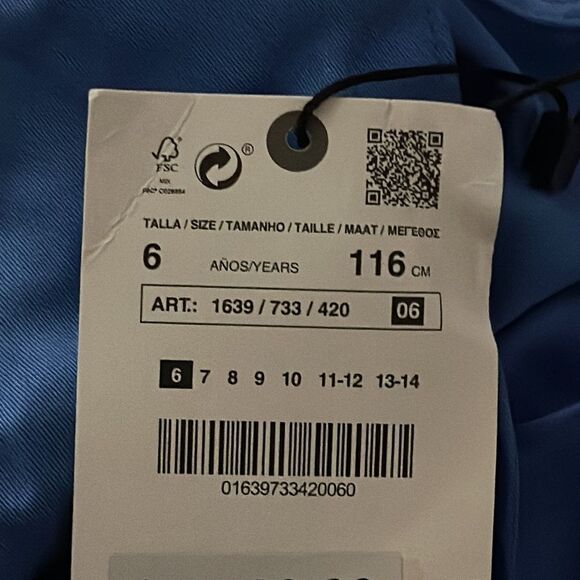 ZARA Kids | Blue | FLOWY HOODED DRESS - Picture 6 of 9